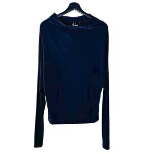 Norma Kamali Kulture Black Boat Neck Long Sleeve Top Small